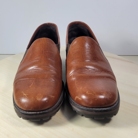 Vintage Cole Haan Country Brown Leather Lug Heel Slip-on Loafer Shoe Size 8 B - Picture 2 of 14